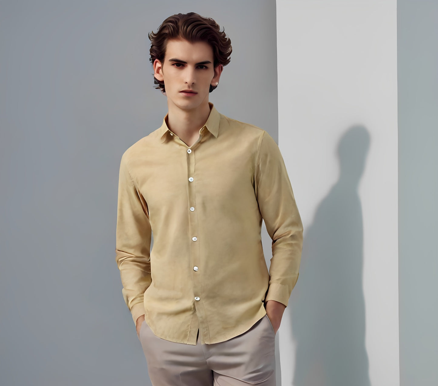BEIGE - PREMIUM QUALITY CASUAL SHIRT FOR MEN